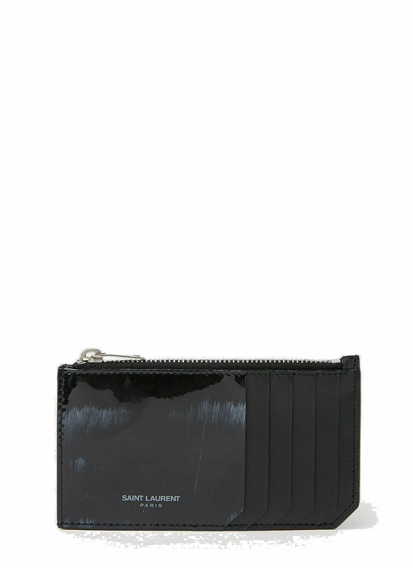 Photo: Saint Laurent - Painted Zip Top Card Holder in Black