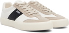 BOSS White Low-Top Suede Trim Sneakers