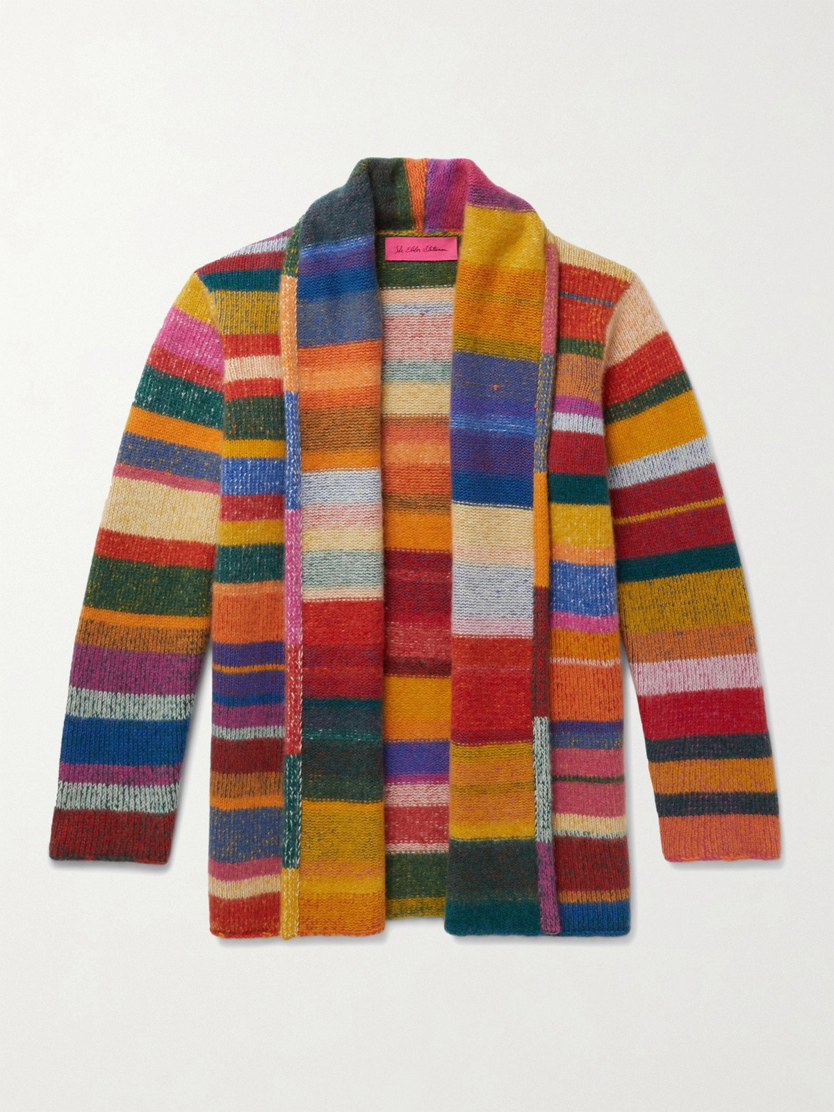 THE ELDER STATESMAN - Shawl-Collar Striped Cashmere Cardigan