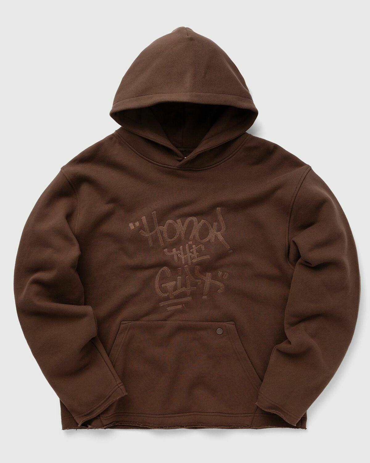 Honor The Gift Script Embroidered Hoodie Brown Hoodies
