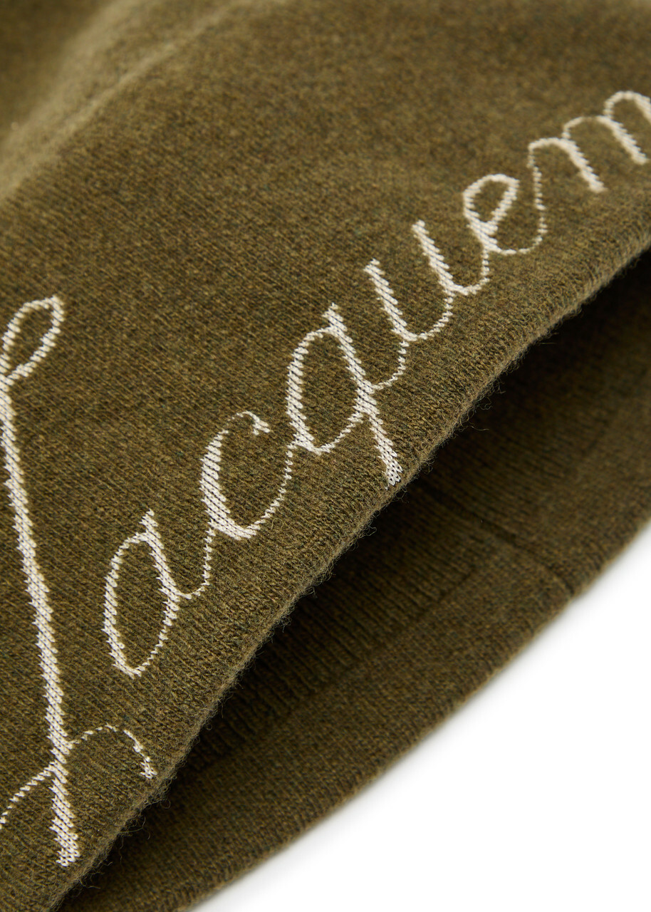 Jacquemus Le Bonnet Atelier Logo-intarsia Wool-blend Beanie - Khaki - One Size