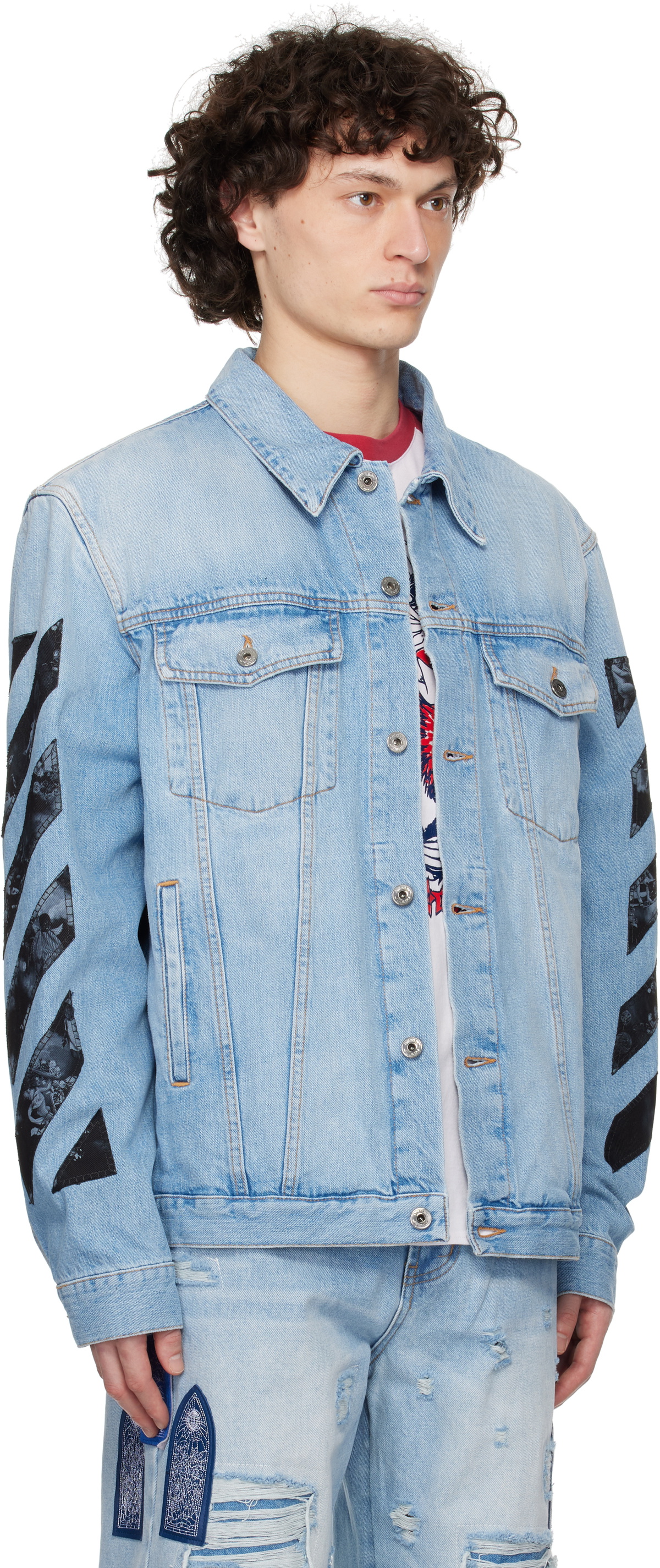 Off-White Blue Fresco Diag Arrow Skate Denim Jacket