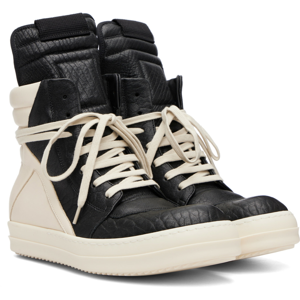 Rick Owens Black & Off-White Tower Geobasket Sneakers