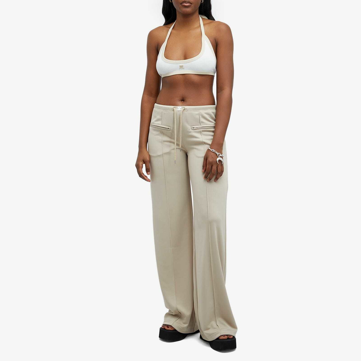 Courrèges Women's Buckle Contrast Bra in White Heritage/Limestone