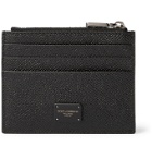 Dolce & Gabbana - Logo-Appliquéd Pebble-Grain Leather Cardholder - Black