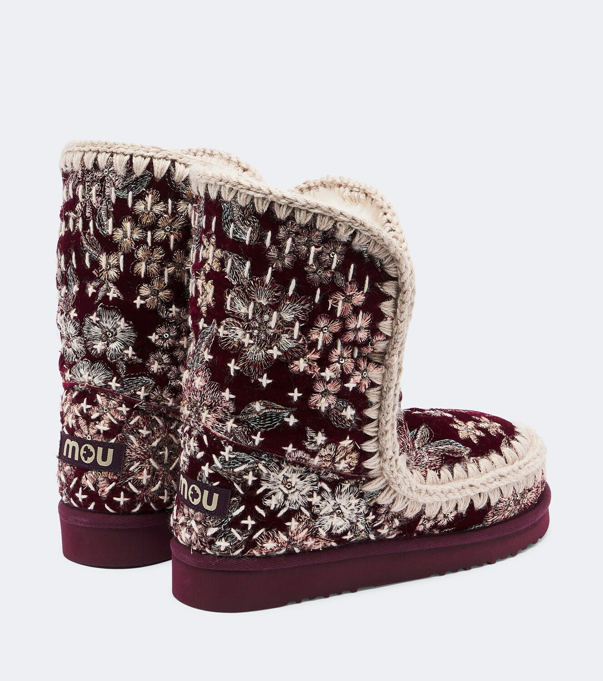 Mou 24 shearling-lined velvet ankle boots