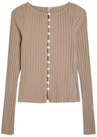 Free People Tilly Ribbed Stretch-cotton top Taupe