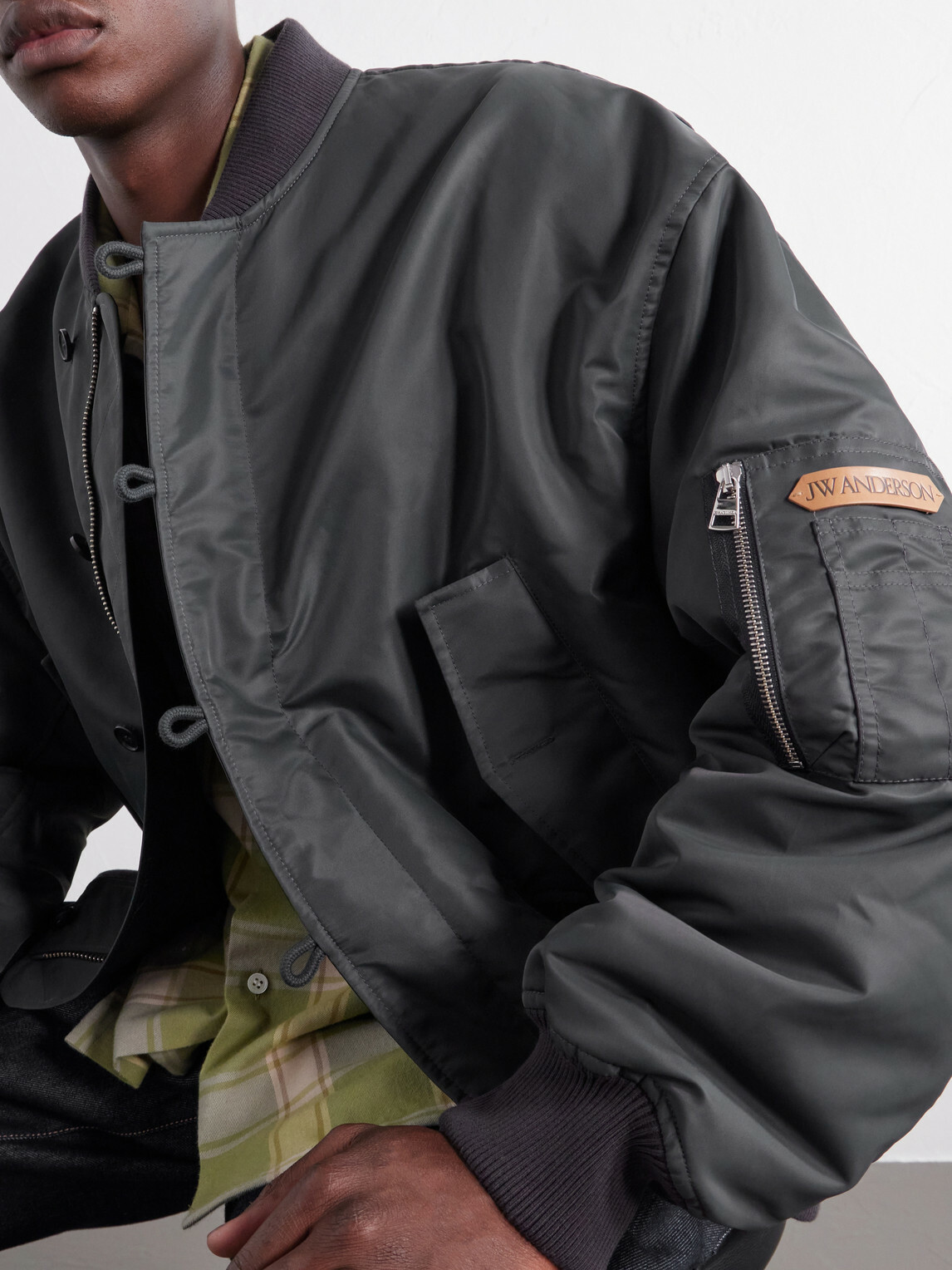 JW Anderson - Rib-Trimmed Shell Bomber Jacket - Gray