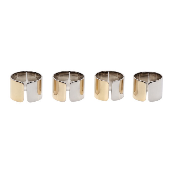 MM6 Maison Margiela Gold and Silver Gradient Ring Set