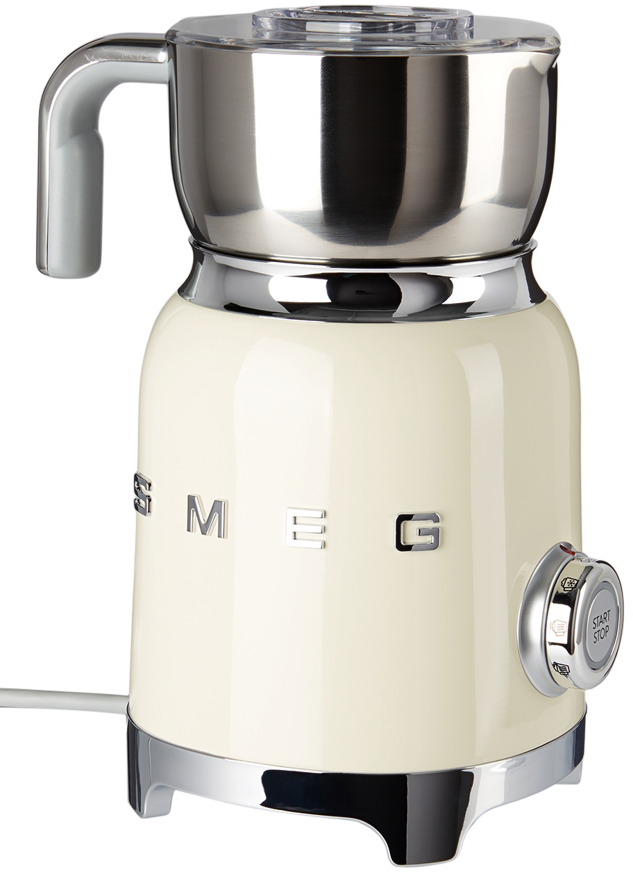 Smeg 20 Oz Retro Style Milk Frother in Cream and Polished Chrome