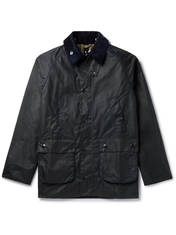 Photo: BARBOUR WHITE LABEL - Bedale Corduroy-Trimmed Waxed-Cotton Jacket - Blue