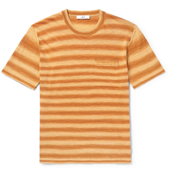 Photo: Mr P. - Striped Knitted Linen T-Shirt - Orange