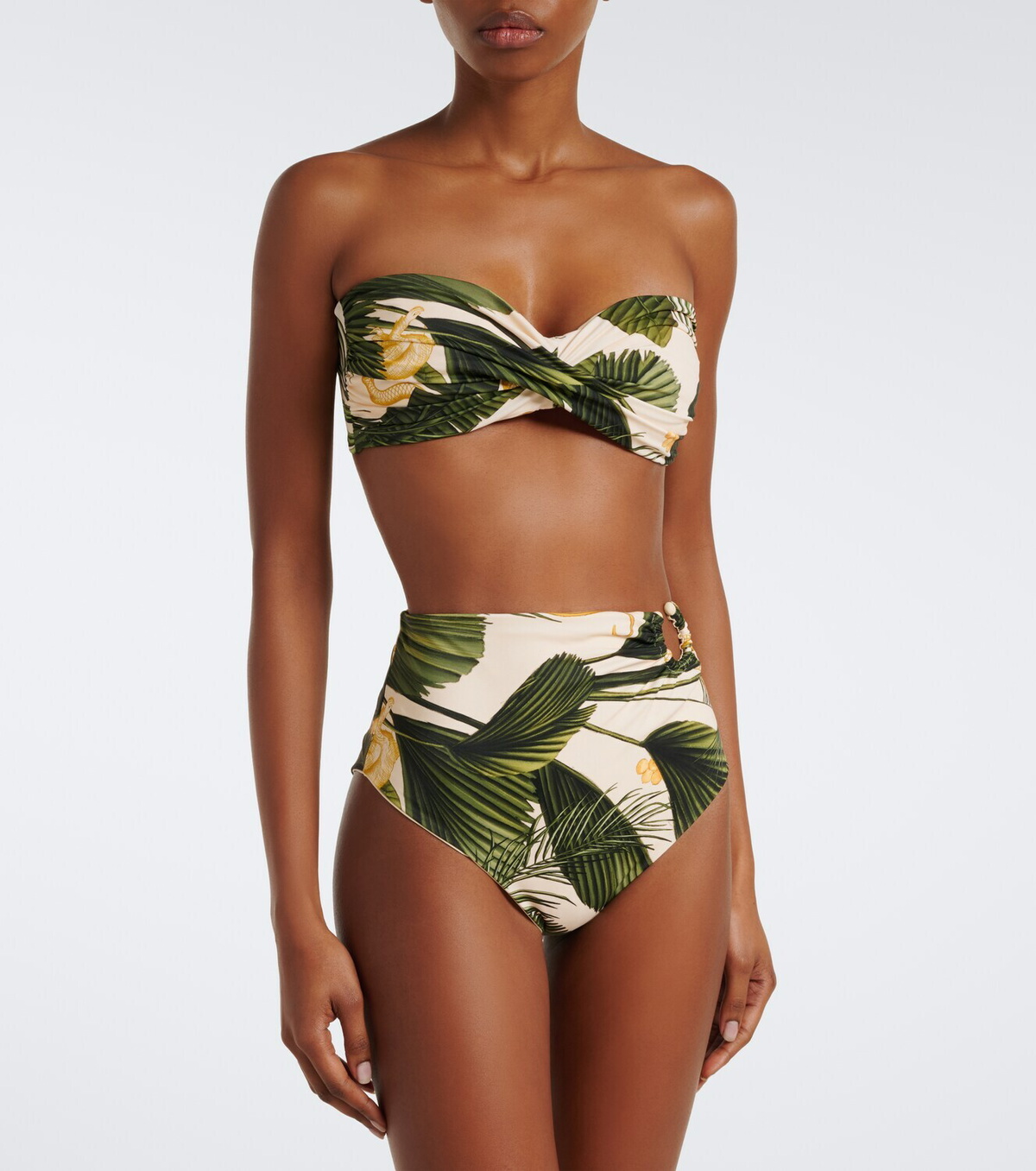 Johanna Ortiz Printed bandeau bikini top