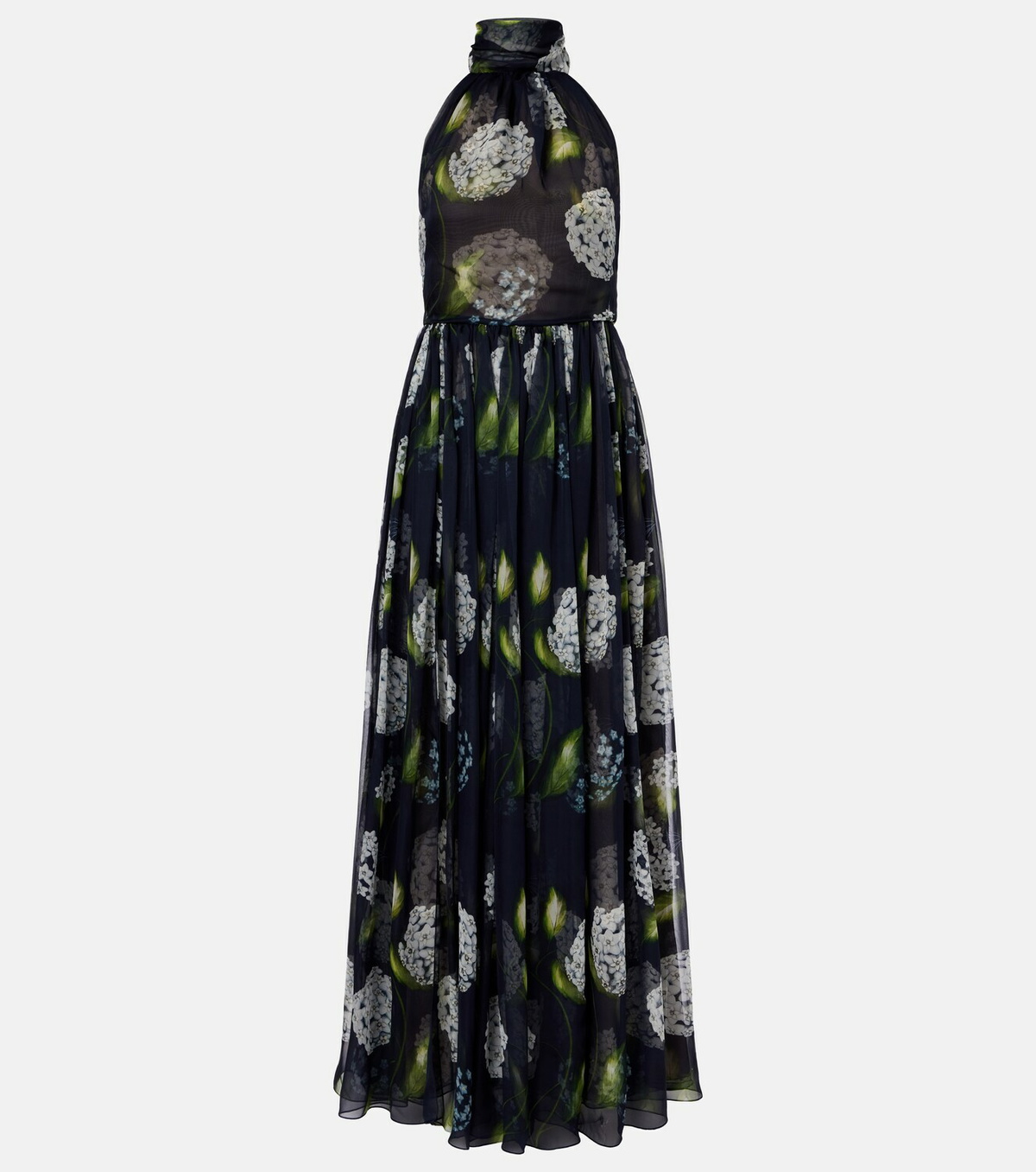 Oscar de la Renta Porcelain Flower silk chiffon gown