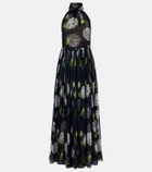 Oscar de la Renta Porcelain Flower silk chiffon gown