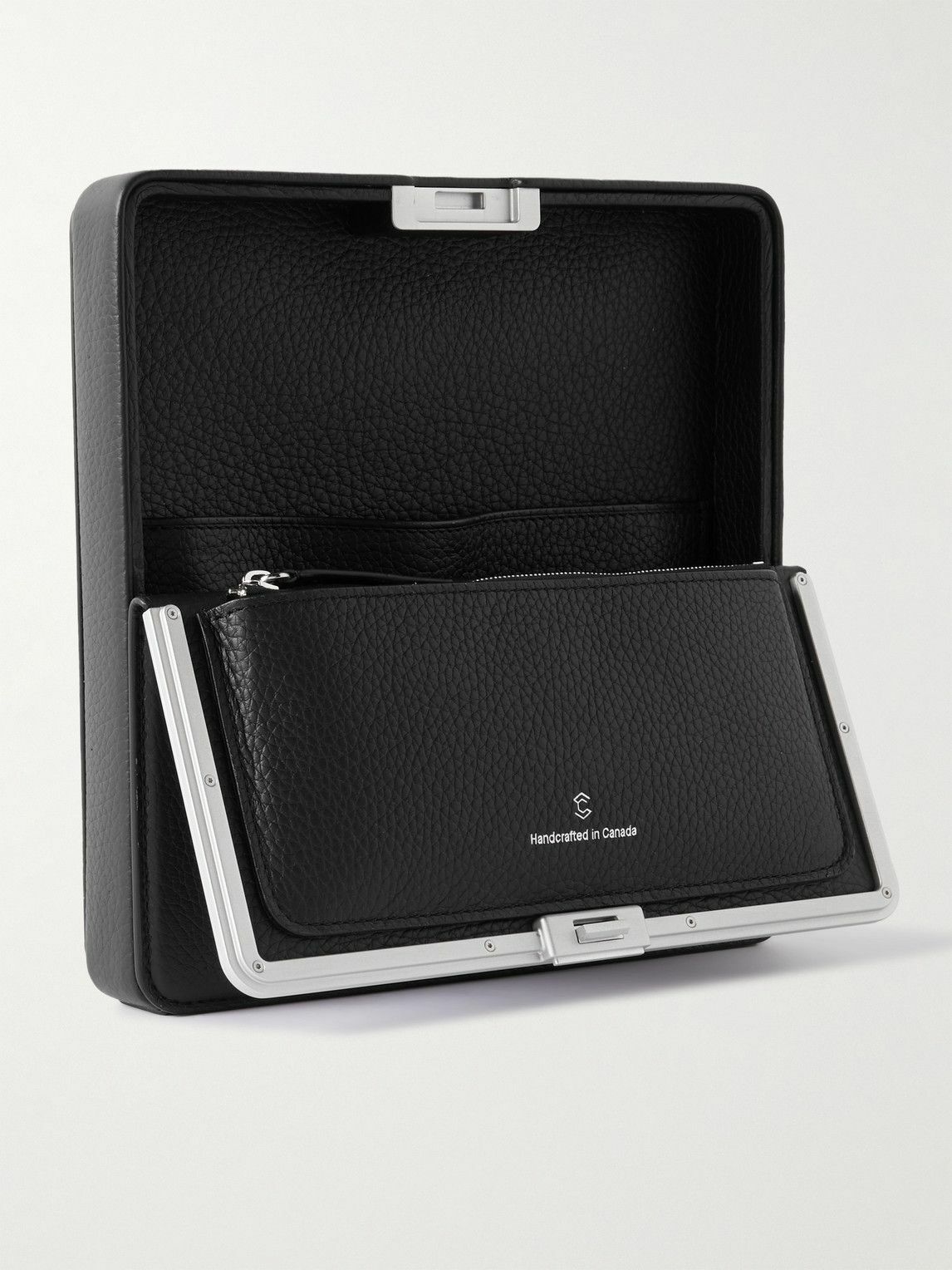 Charles Simon - Logo-Print Full-Grain Leather and Silver-Tone Travel Wallet