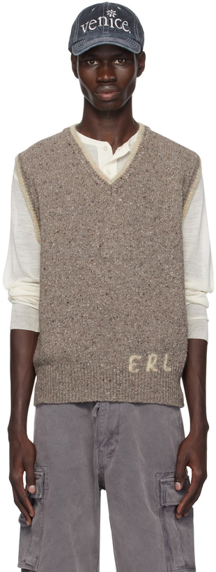 Photo: ERL Gray 'ERL' Knit Vest