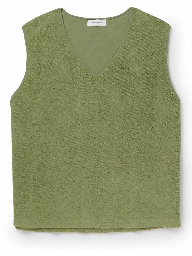 Photo: Ninety Percent - Logo-Embroidered Brushed Organic Cotton-Terry Vest - Green