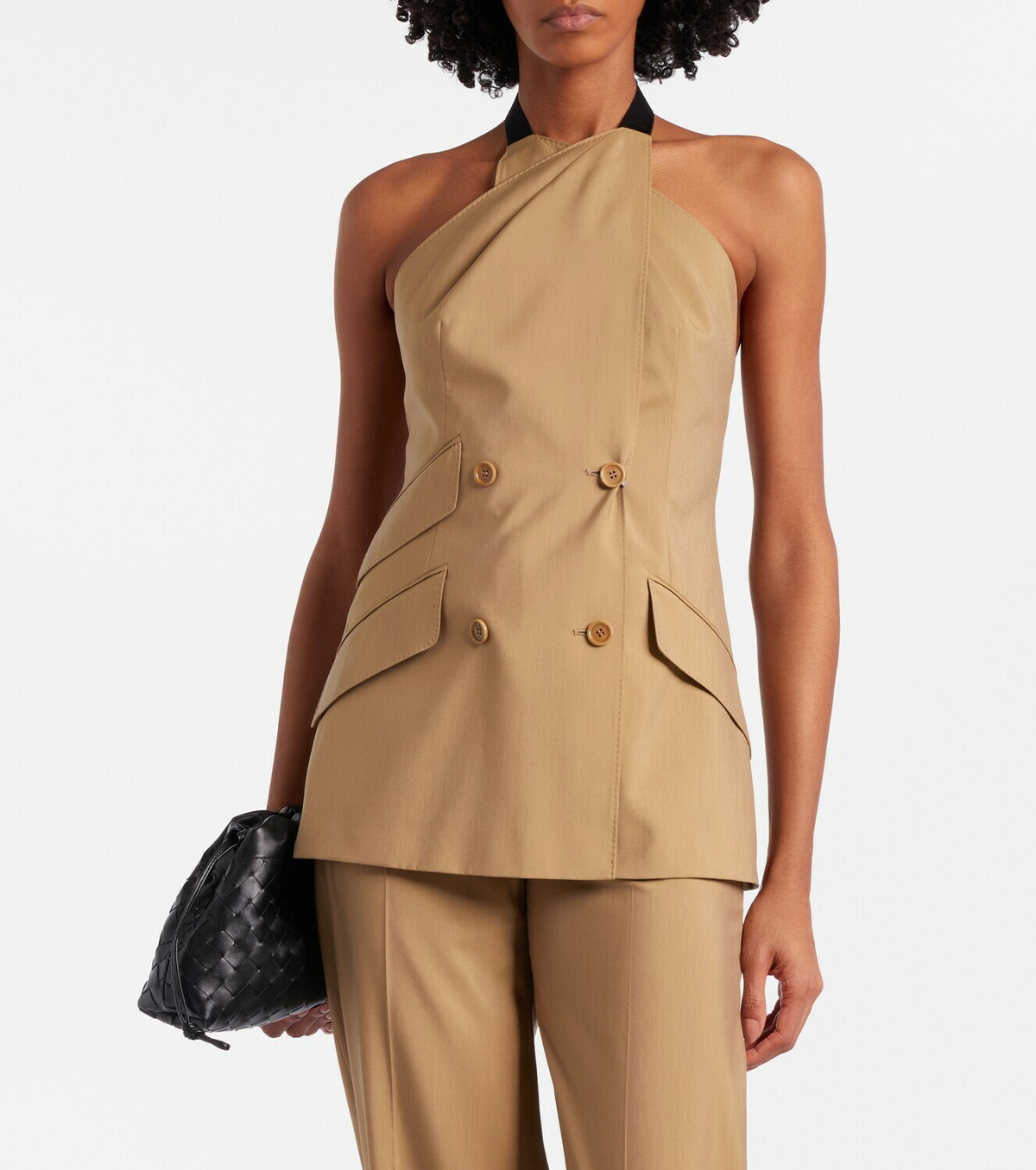Max Mara Nuraghe halterneck wool and silk vest