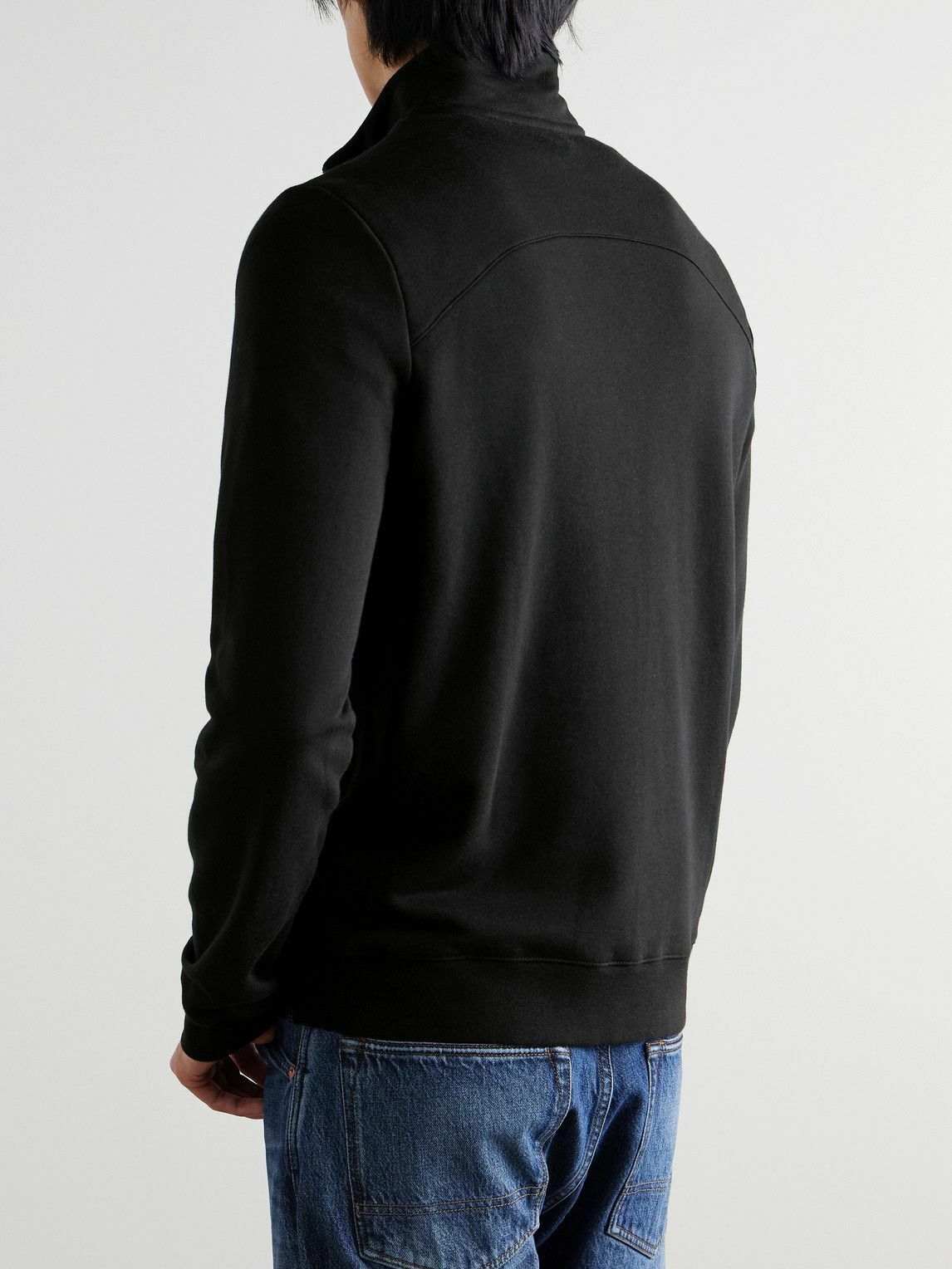 Derek Rose - Quinn Cotton and Modal-Blend Jersey Half-Zip Sweatshirt - Black