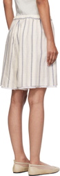 Cordera White Striped Bermuda With Lace Shorts