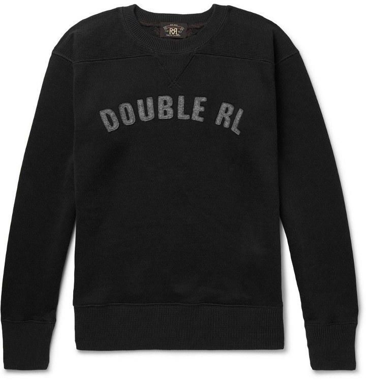 Photo: RRL - Logo-Appliquéd Fleece-Back Jersey Sweatshirt - Black