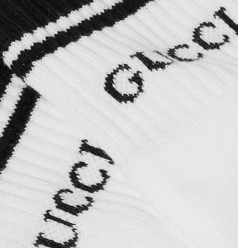 Gucci - Logo-Intarsia Stretch Cotton-Blend Socks - Men - White