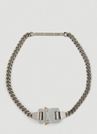Logo Plaque Buckle Necklace in Silver