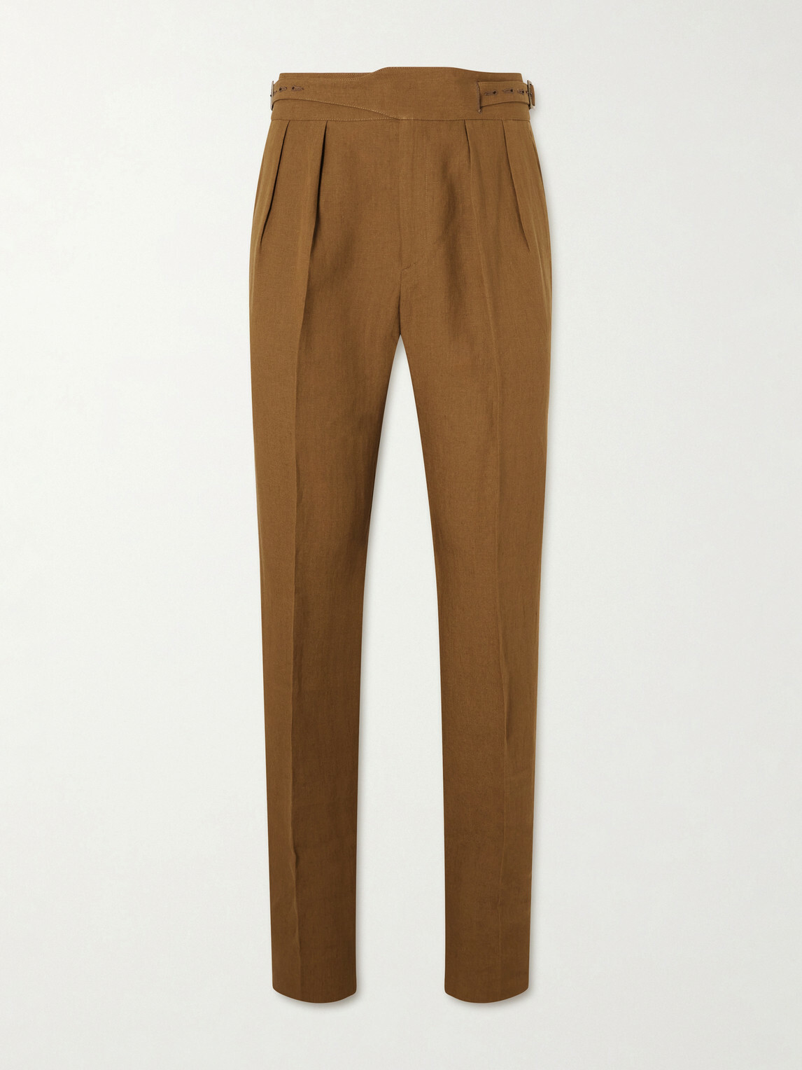 Rubinacci - Manny Straight-Leg Pleated Linen Trousers - Brown
