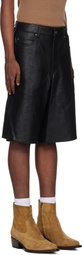 GUESS USA Black Crackle Leather Shorts