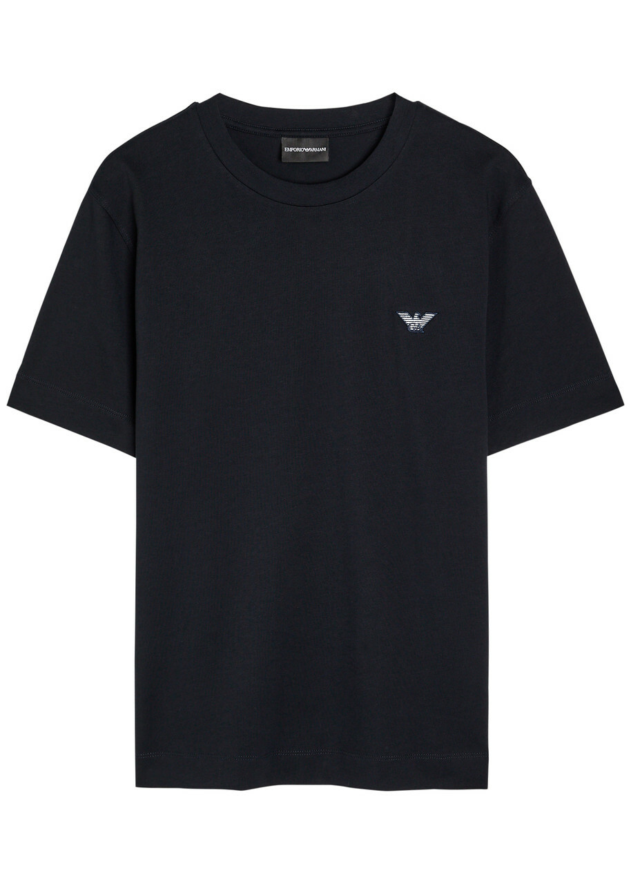 Emporio Armani Logo-embroidered Cotton T-shirt Navy