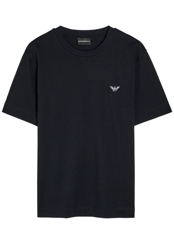 Photo: Emporio Armani Logo-embroidered Cotton T-shirt Navy