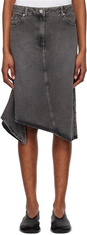 Photo: REMAIN Birger Christensen Black Drapy Denim Midi Skirt