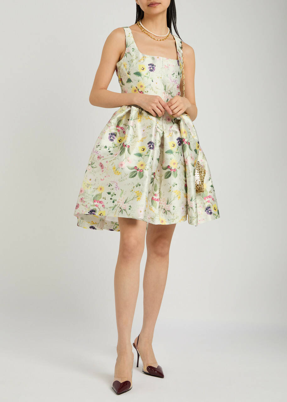 Marques' Almeida Floral-printed Satin-twill Mini Dress Multicoloured