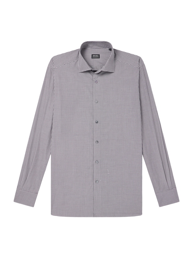 Photo: Zegna - Centoquaranta Checked Cotton-Twill Shirt - Gray