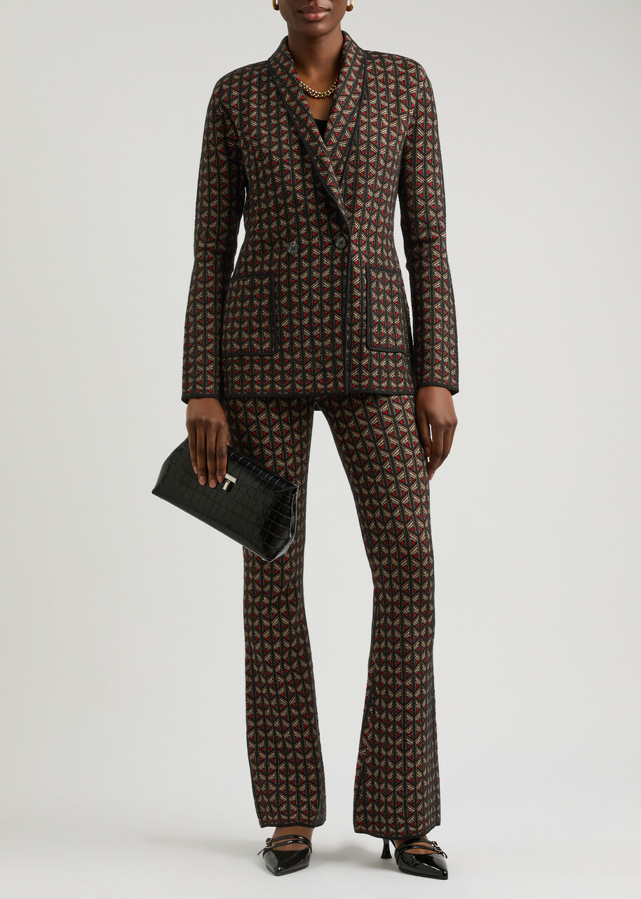Diane Von Furstenberg Ashdon Intarsia Flared Knitted Trousers Multicoloured
