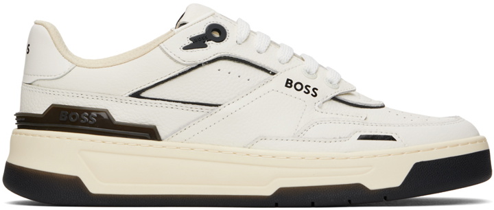 Photo: BOSS White & Black Leather Sneakers