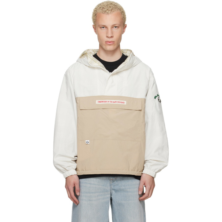 Photo: AAPE by A Bathing Ape Off-White & Beige 'AAPE' Main Reversible Jacket