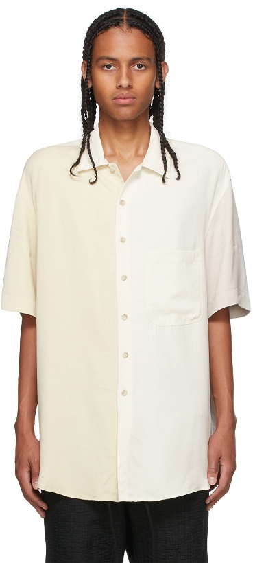 Photo: Song for the Mute Off-White & Beige Cupro Short Sleeve Shirt