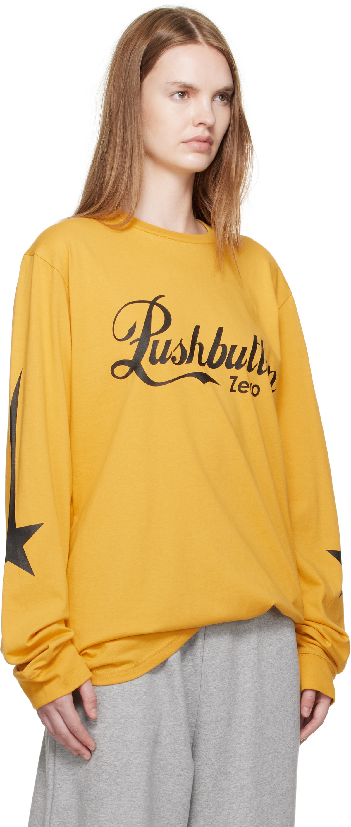 Pushbutton Yellow Printed Graphic Long Sleeve T-shirt