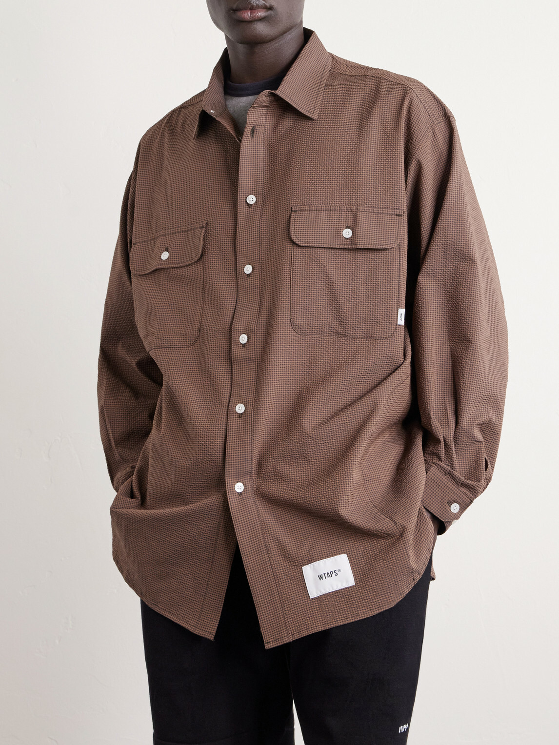 WTAPS - Checked Seersucker Shirt - Brown