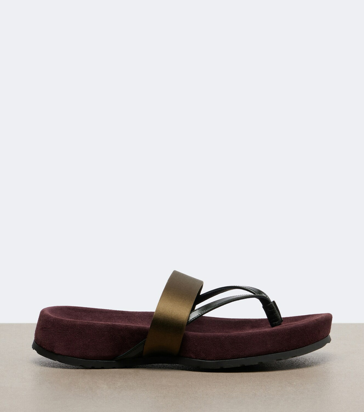 Dries Van Noten Satin and leather thong sandals