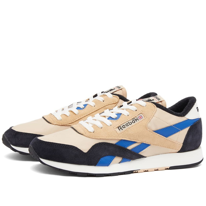 Photo: Reebok Men's Classic Nylon Vintage Sneakers in Weathered Beige/Black/Vector