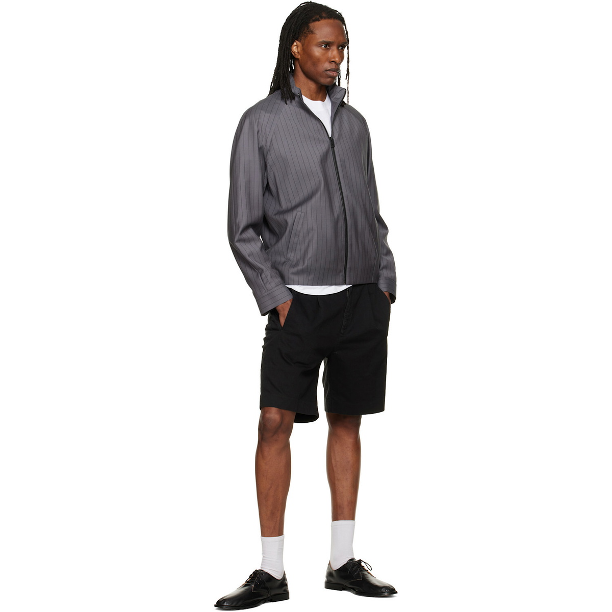 Hugo Gray Slim-Fit Chalk-Stripe Virgin Wool Jacket