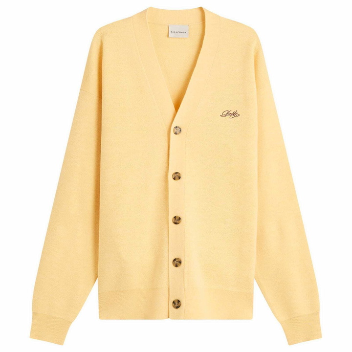 Photo: Drôle de Monsieur Men's Logo Cardigan in Light Yellow