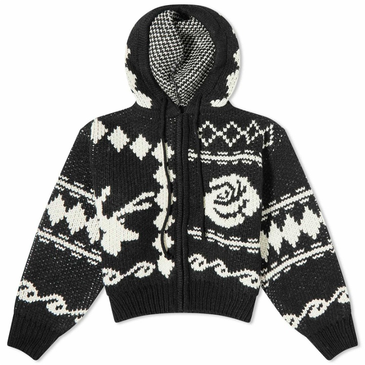 Photo: TheOpen Product Women's OPEN YY Rose & Deer Jacquard Knit Jacket in Black