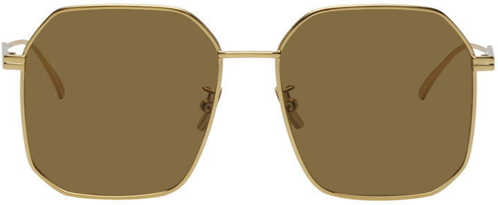 Photo: Bottega Veneta Gold Geometric Sunglasses