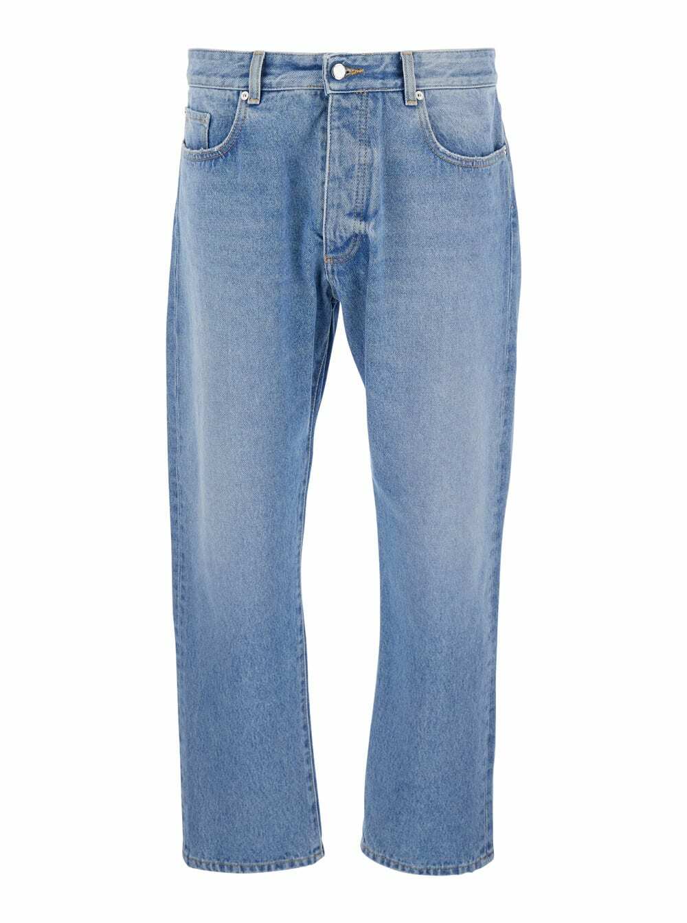 Icon Denim Light Blue Jeans With Logo Patch On The Rear In Denim Man