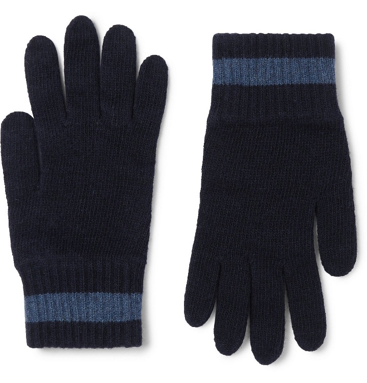 Photo: Oliver Spencer - Striped Wool-Blend Gloves - Blue