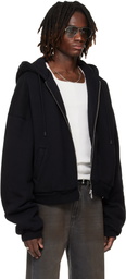 LU'U DAN SSENSE Exclusive Black Wadded Hoodie